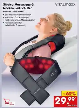 Netto Marken-Discount Shiatsu-Massagegerät Nacken und Schulter Angebot