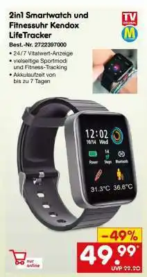 Netto Marken-Discount 2in1 Smartwatch und Fitnessuhr Kendox LifeTracker Angebot