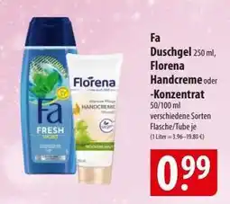 Famila Nord Ost Fa Duschgel 250 ml, Florena Handcreme oder -Konzentrat 50/100 ml Angebot