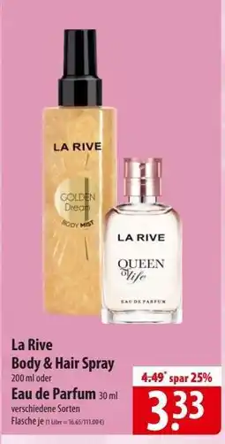 Famila Nord Ost La Rive Body & Hair Spray oder Eau de Parfum Angebot
