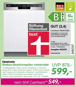 EP Constructa Einbau-Geschirrspüler CG6IS01EBD Angebot