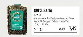 Superbiomarkt Kürbiskerne Davert 500g Angebot