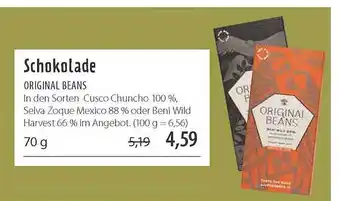 Superbiomarkt Schokolade Original Beans 70g Angebot