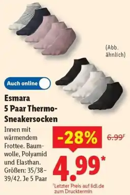 Lidl Esmara 5 Paar Thermo-Sneakersocken Angebot