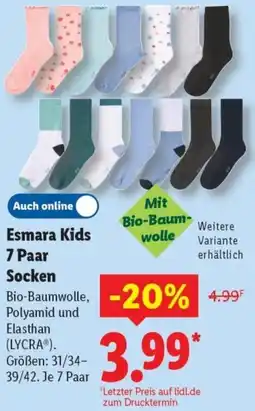 Lidl Esmara Kids 7 Paar Socken Angebot