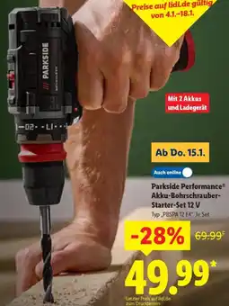 Lidl Parkside Performance Akku-Bohrschrauber Starter-Set 12 V Angebot
