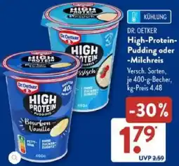 Aldi Süd DR. OETKER High-Protein Pudding oder Milchreis Angebot