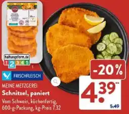 Aldi Süd MEINE METZGEREI Schnitzel, paniert Angebot