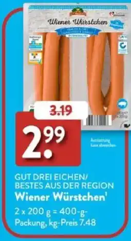 Aldi Süd GUT DREI EICHEN/ BESTES AUS DER REGION Wiener Würstchen Angebot