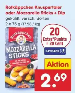 Netto Marken-Discount Rotkäppchen Knuspertaler oder Mozzarella Sticks + Dip Angebot