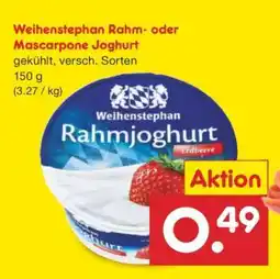 Netto Marken-Discount Weihenstephan Rahm oder Mascarpone Joghurt Angebot