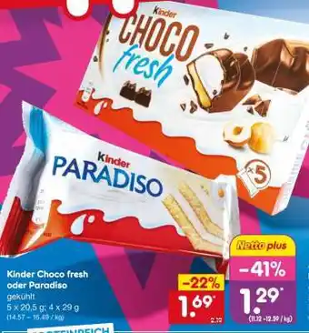 Netto Marken-Discount KINDER Choco fresh oder Paradiso Angebot