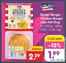 Netto Marken-Discount Rinder-Burger, Chicken-Burger oder Hot-Dog Angebot