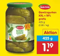 Netto Marken-Discount Gewürzgurken XXL + 18% gratis Angebot