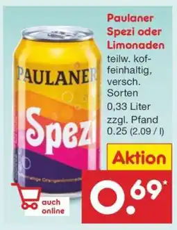 Netto Marken-Discount Paulaner Spezi oder Limonaden Angebot