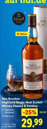 Lidl Ben Bracken Highland Single Malt Scotch Whisky Peated & Smokey Angebot