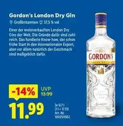 Lidl Gordon’s London Dry Gin Angebot