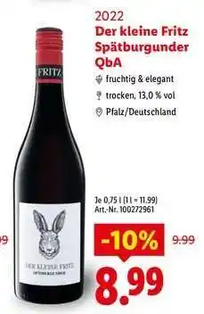 Lidl Der kleine Fritz Spätburgunder QbA Angebot