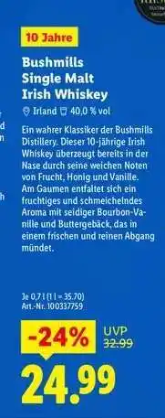 Lidl BUSHMILLS Single Malt Irish Whiskey Angebot