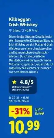 Lidl KILBEGGAN Irish Whiskey Angebot