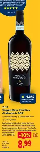Lidl Poggio Maru Primitivo di Manduria DOP Angebot