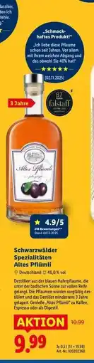 Lidl Schwarzwälder Spezialitäten Altes Pflümli Angebot