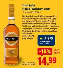 Lidl Irish Mist Honig-Whiskey-Likör Angebot