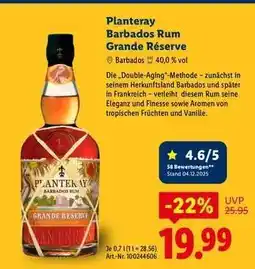 Lidl Planteray Barbados Rum Grande Réserve Angebot