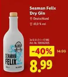 Lidl Seaman Felix Dry Gin Angebot