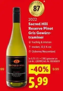 Lidl Sacred Hill Reserve Pinot Gris Gewürztraminer Angebot