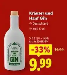 Lidl Kräuter und Hanf Gin Angebot