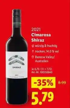 Lidl Cimarosa Shiraz Angebot