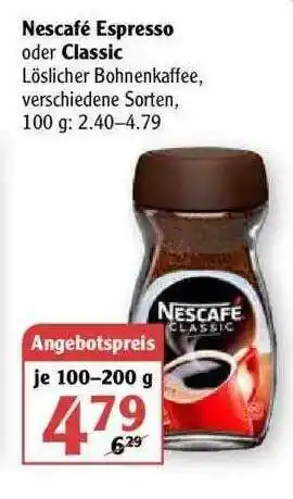 Globus Nescafé Espresso Oder Classic Angebot