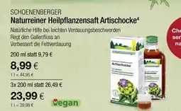 Vitalia Schoenenberger naturreiner heilpflanzensaft artischocke Angebot