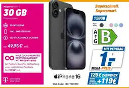 expert Techno Land Apple iPhone 16 + MagentaMobil S 30 GB Angebot