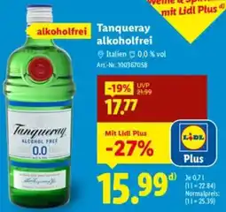 Lidl Tanqueray alkoholfrei Angebot