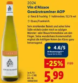 Lidl 2024 Vin d'Alsace Gewürztraminer AOP Angebot