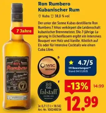 Lidl Ron Rumbero Kubanischer Rum Angebot