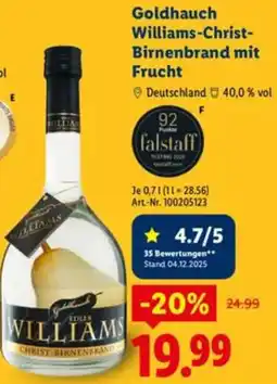 Lidl Goldhauch Williams-Christ Birnenbrand mit Frucht Angebot