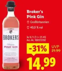 Lidl Broker's Pink Gin Angebot
