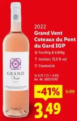 Lidl 2022 Grand Vent Coteaux du Pont du Gard IGP Angebot