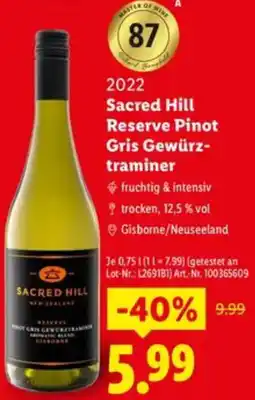 Lidl 2022 Sacred Hill Reserve Pinot Gris Gewürztraminer Angebot
