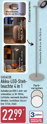 Aldi Nord CASALUX Akku-LED-Stehleuchte 4 in 1 Angebot