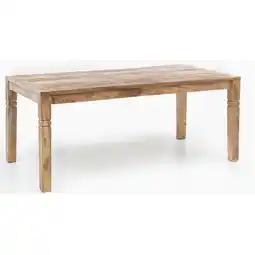 Netto Marken-Discount KADIMA DESIGN Rustikaler Mango-Holz Esstisch, 120 cm, Landhaus-Stil - Stilvoll mit Schnitzereien Angebot
