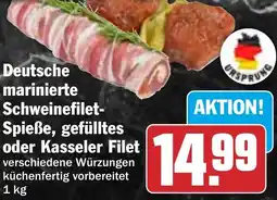 HIT Deutsche marinierte Schweinefilet- Spieße, gefülltes oder Kasseler Filet Angebot