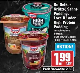 HIT Dr. Oetker Grütze, Sahne Pudding, Love It! oder Pudding High Protein Pudding Angebot