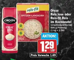 HIT Oryza Reis lose oder Reis-fit Reis im Kochbeutel Angebot