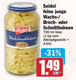 HIT Seidel feine junge Wachs-/ Brech- oder Schnittbohnen Angebot