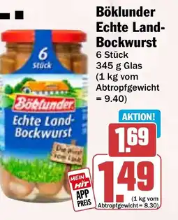 HIT Böklunder Echte Land Bockwurst Angebot