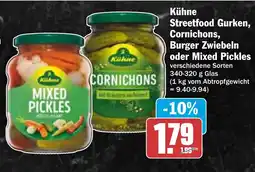 HIT Kühne Streetfood Gurken, Cornichons, Burger Zwiebeln oder Mixed Pickles Angebot
